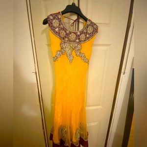 Yellow Anarkali Churidaar suit
